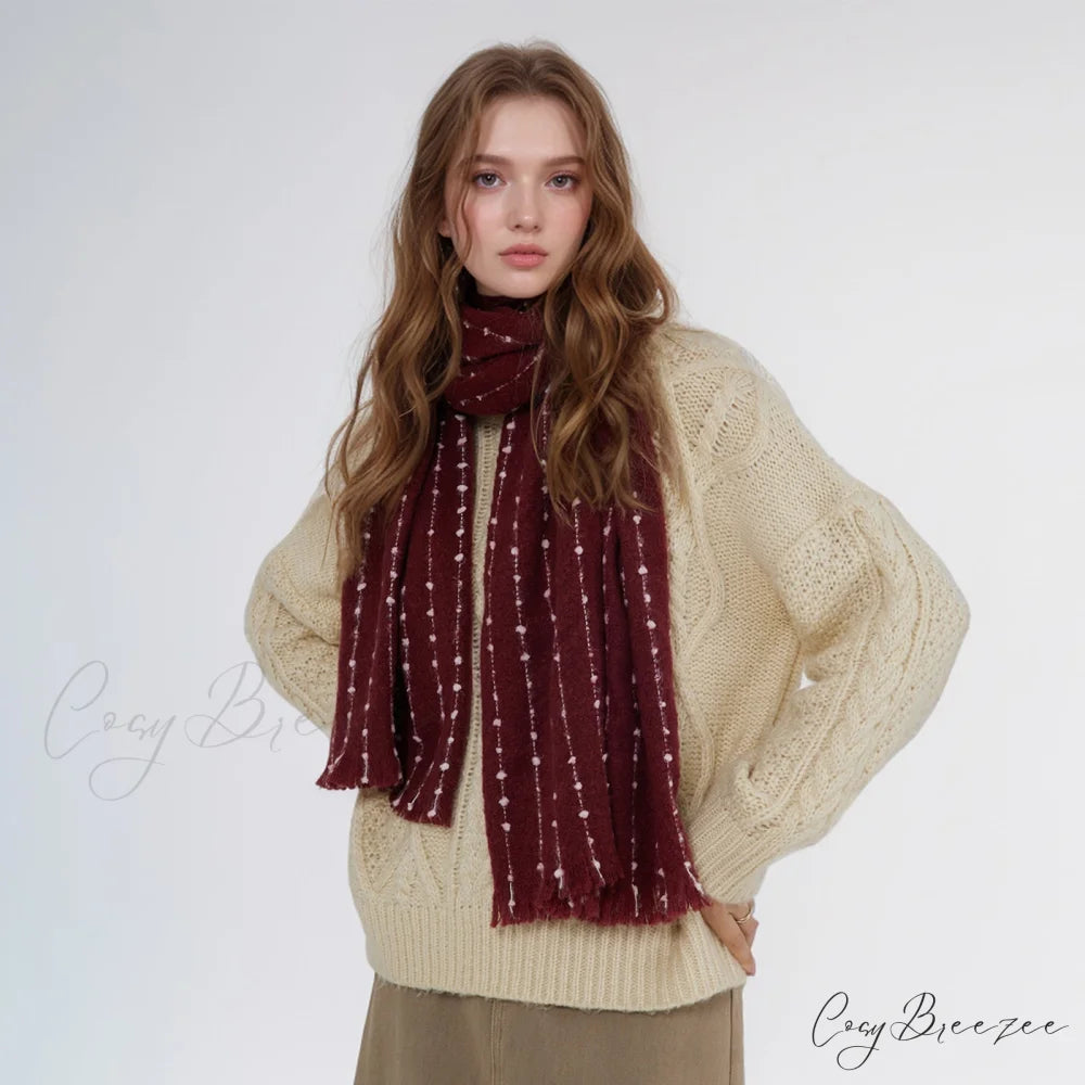 Simple Cozy Warm Stylish Comfortable Trendy High-end Polka Dot Scarf Red