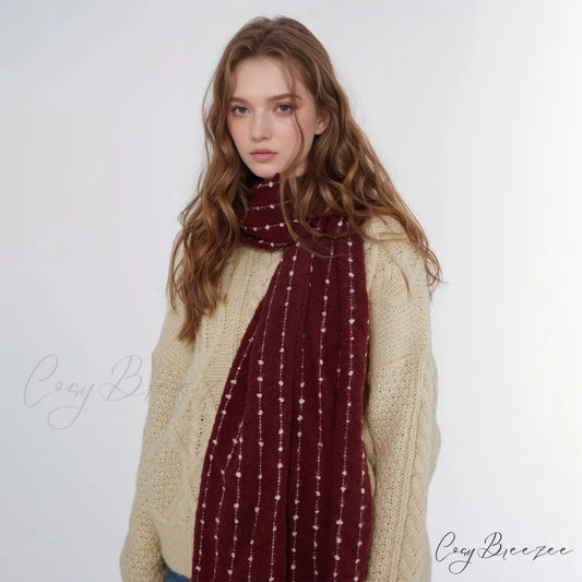 Simple Cozy Warm Stylish Comfortable Trendy High-end Polka Dot Scarf Red