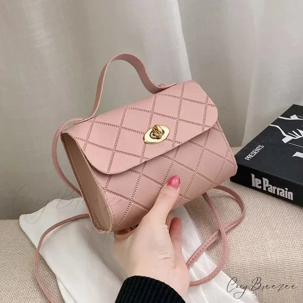 Simple PU Leather Mobile Coin Crossbody Bag Pink handbag-250126