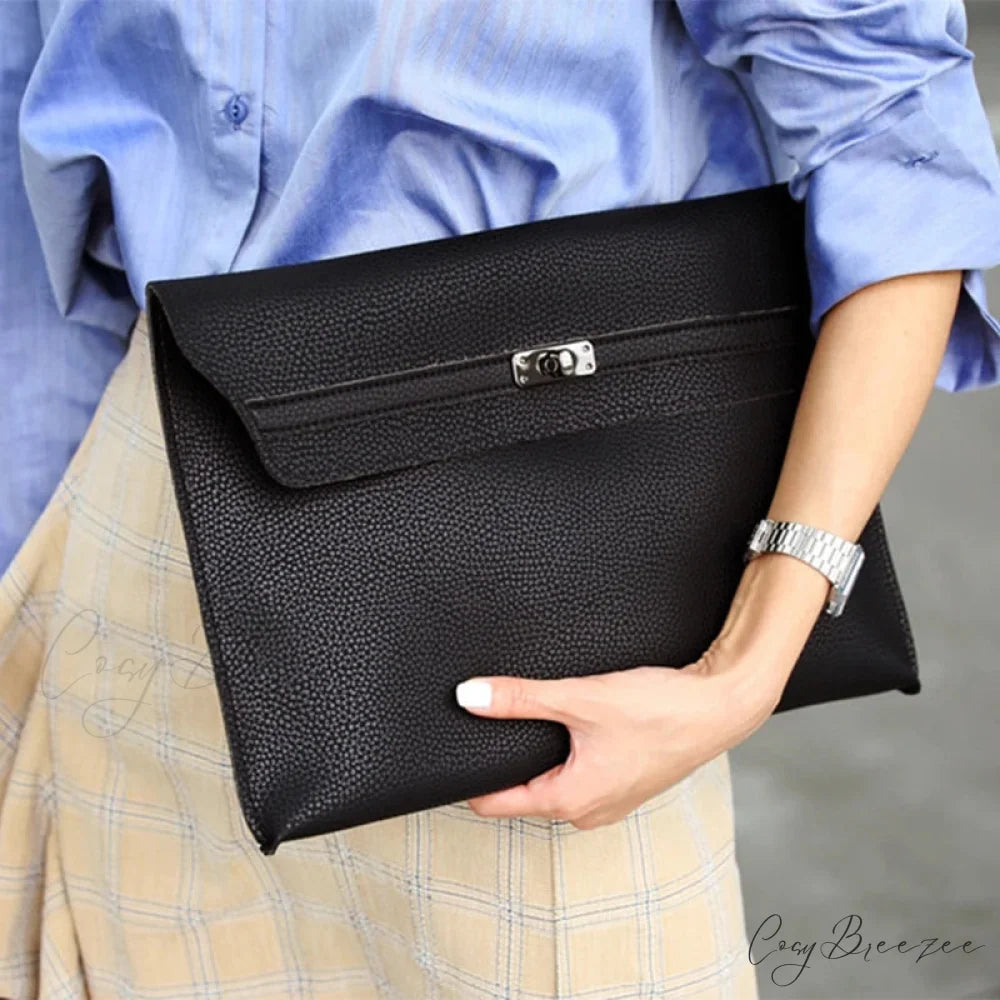 Simple Red PU Leather Envelope clutchbag-250126