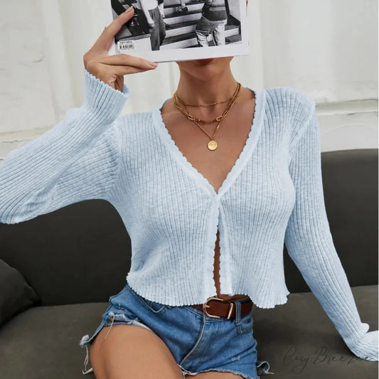 Simple Sexy Button-Up Autumn Winter Knitted Cardigan cardiagn-250126