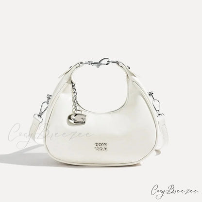 Simple Versatile Solid Shoulder Messenger Handbag White handbag-250126