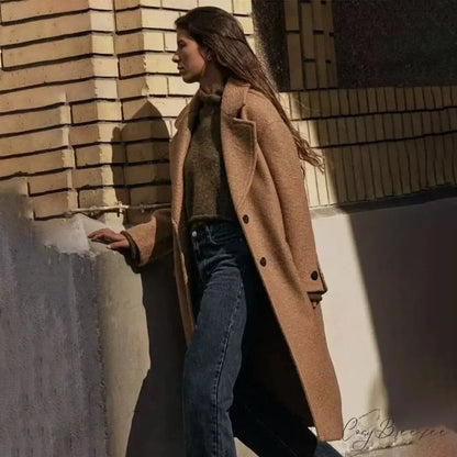 Single-Breasted Relaxed Woolen Coat overcoats-241228