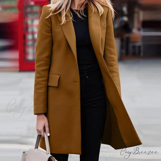 Single-Breasted Wool Suit Blazer Coat Coffee / M overcoats-241228