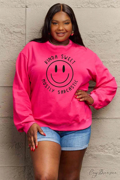 Size Full Face - Smiling Simply Graphic Sweatshirt Love