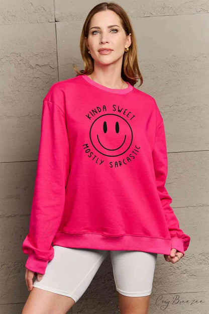 Size Full Face - Smiling Simply Graphic Sweatshirt Love Hot Pink / S