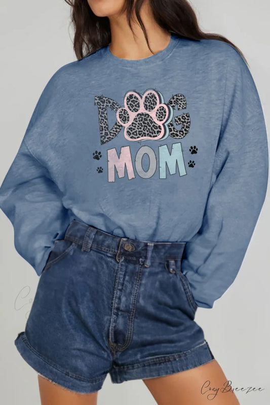 Size Full Graphic Simply DOG Love MOM Sweatshirt Cloudy Blue / S