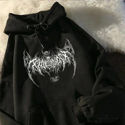 Skull Graphic Long Sleeve Hoodie Black / S hoodies-241228