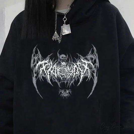 Skull Graphic Long Sleeve Hoodie hoodies-241228