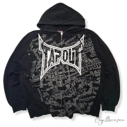 Skull Graphic Zipper Hoodie black 2 / S hoodies-241228