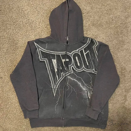 Skull Graphic Zipper Hoodie black 5 / S hoodies-241228