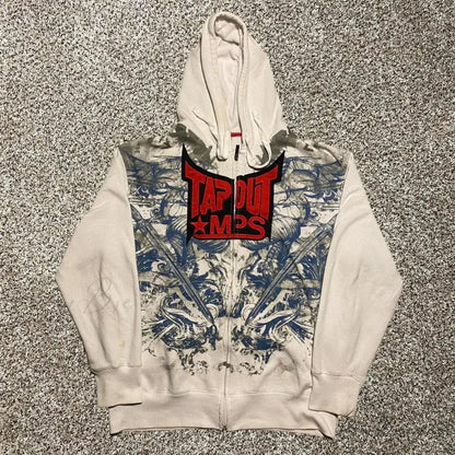 Skull Graphic Zipper Hoodie hoodies-241228