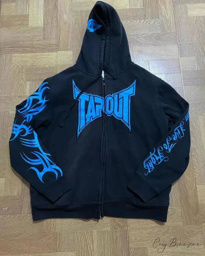 Skull Patchwork Zipper Hoodie black 14 / S hoodies-241228