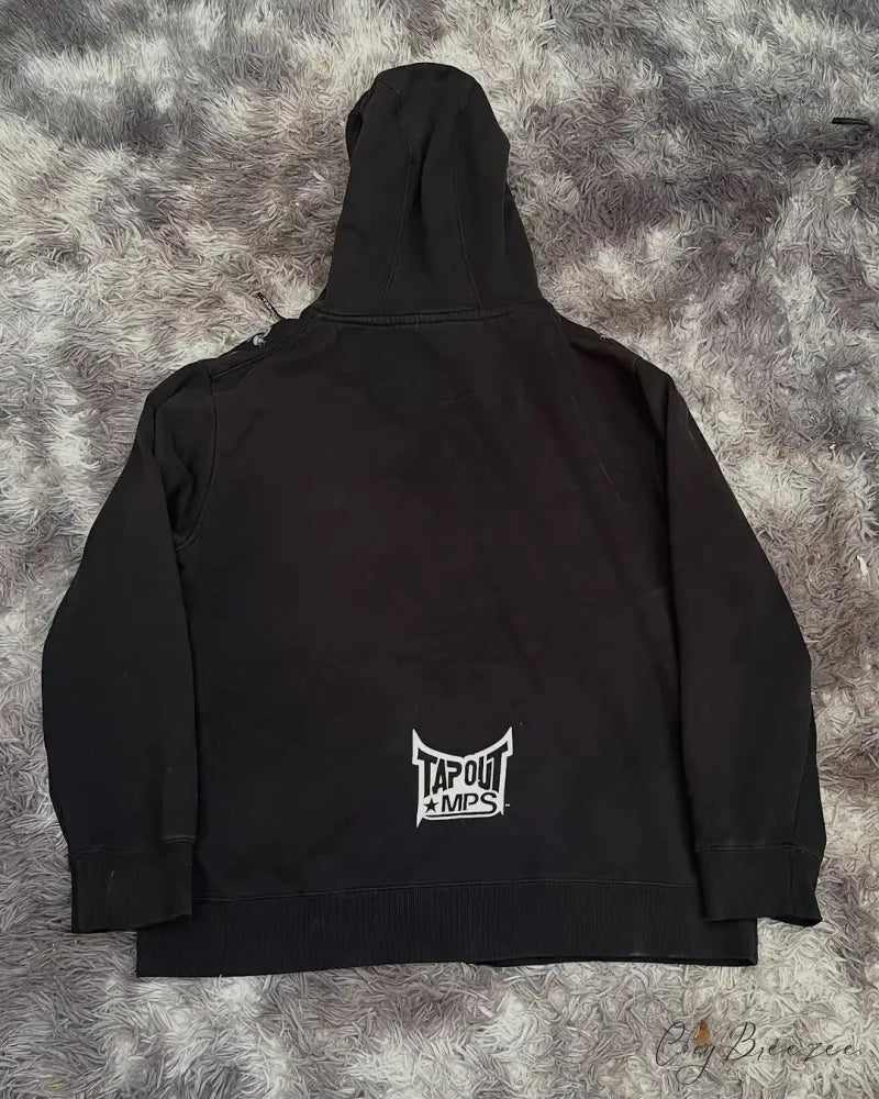 Skull Print Hooded Sweatshirt hoodies-241228