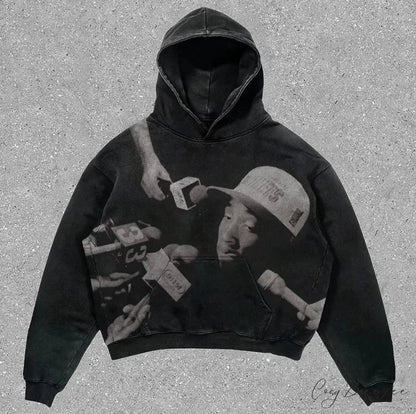 Skull Rap Graphic Cotton Hoodie black 1 / S hoodies-241228