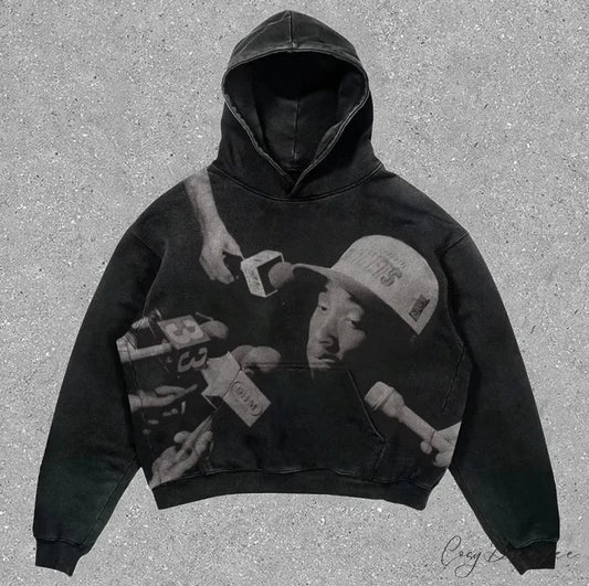 Skull Rap Graphic Cotton Hoodie black 1 / S hoodies-241228