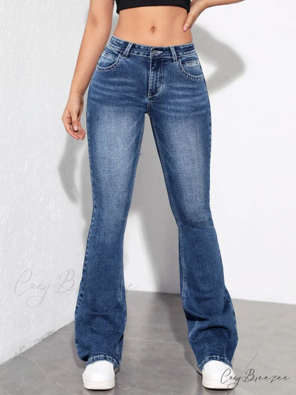 Slant Pocket Flare Leg Jeans Blue / XS