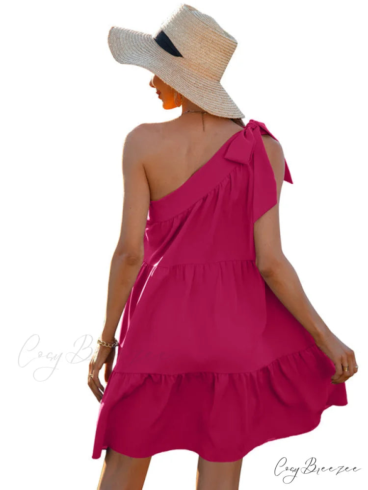 slant Women’s Ruffle neck solid Dress