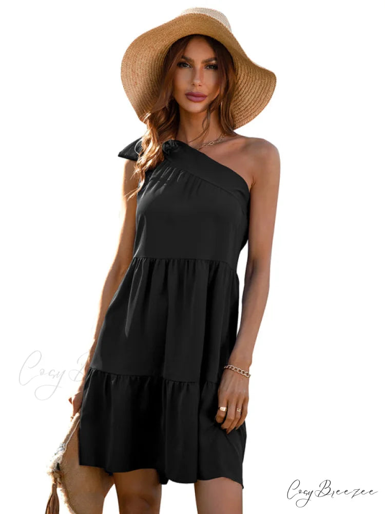 slant Women’s Ruffle neck solid Dress