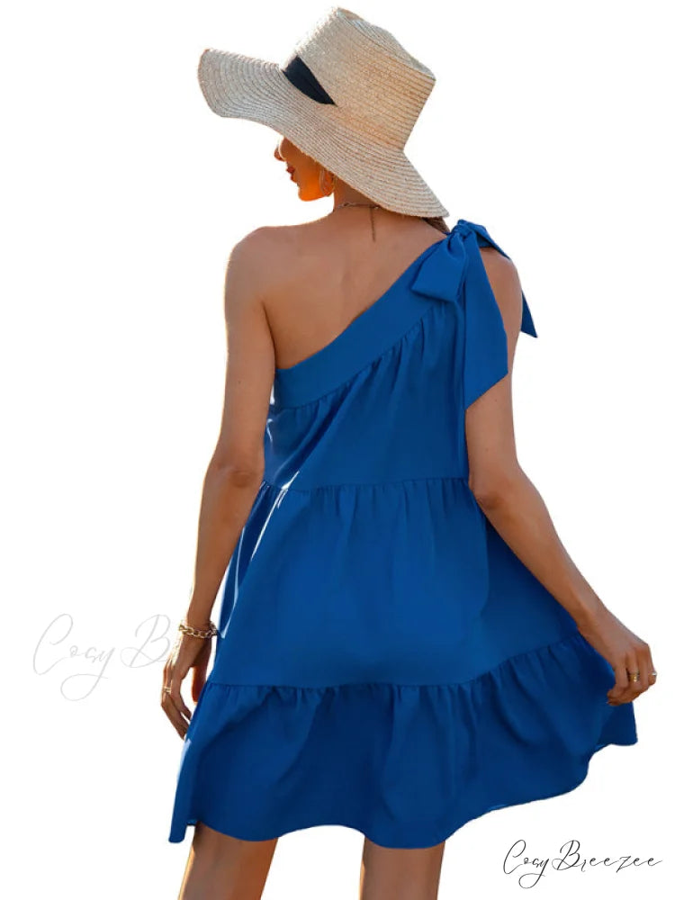 slant Women’s Ruffle neck solid Dress