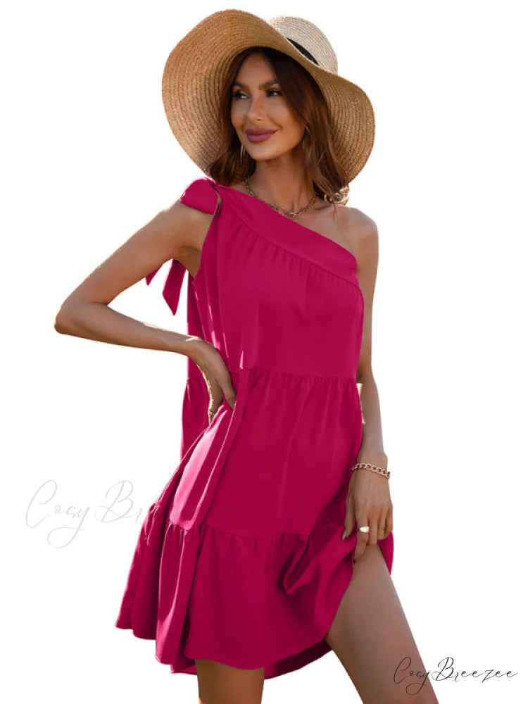 slant Women’s Ruffle neck solid Dress
