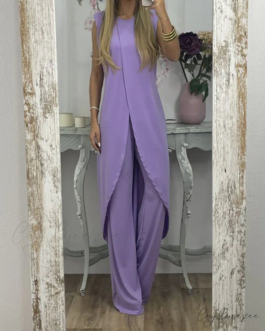 Sleeveless 2-piece outfit Purple / S