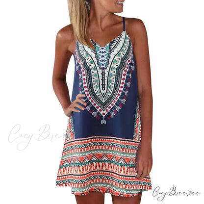 Sleeveless A Line Mini Dress for Women Dark Blue / S