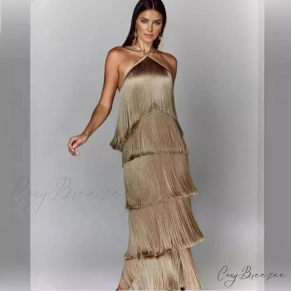 Sleeveless Halter Split Party Dress
