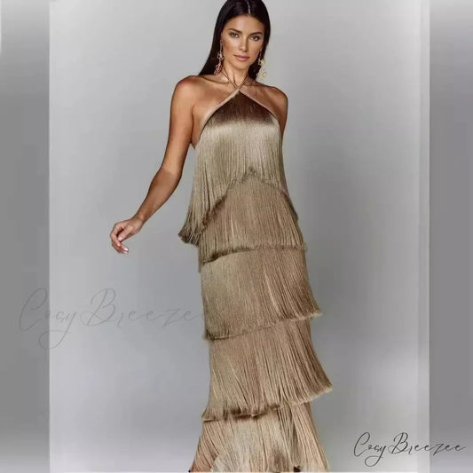 Sleeveless Halter Split Party Dress
