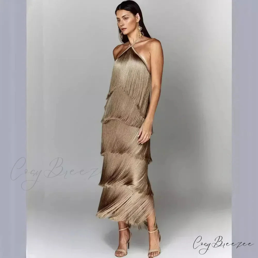 Sleeveless Halter Split Party Dress