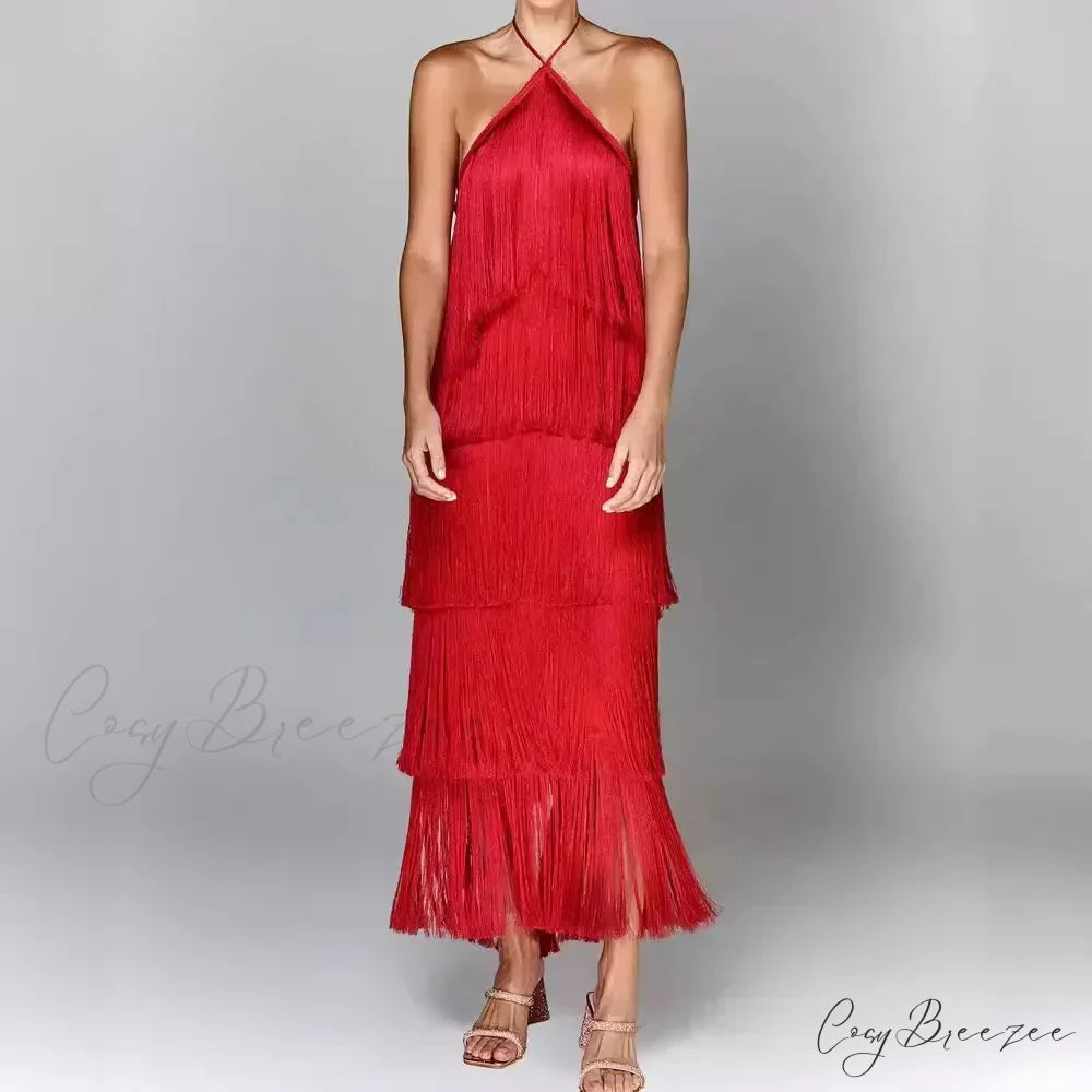 Sleeveless Halter Split Party Dress