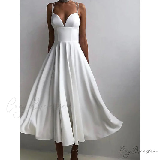 Sleeveless Solid Color Open Back Maxi Dress for Women White / S