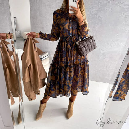 Slim Autumn Gown Party Elegant - Side - Neck Slit Flowered Women’s Design Arm Fit V Long Elastic Spring Waist Vestidos