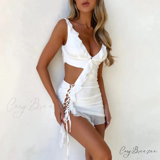 Slim Bodycon Asymmetrical Vacation Dress vacationdress-250223