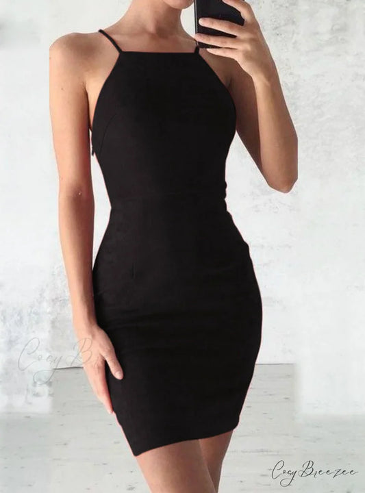Slim Bodycon Club Wear Dress - Sleeveless S / Black