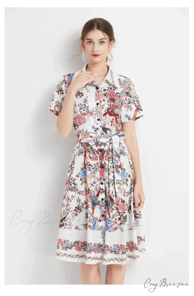 Slim-Fit Short-Sleeved Dress L / blue