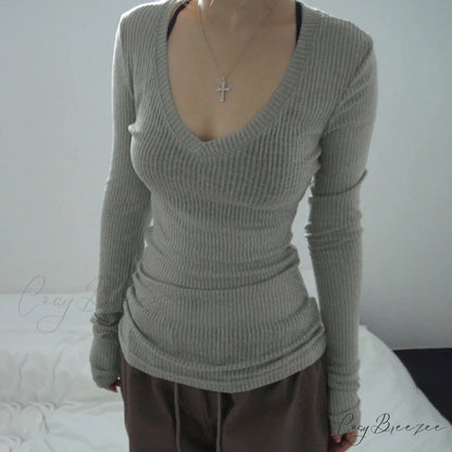 Slim-fitting Crop Top knittop-250126