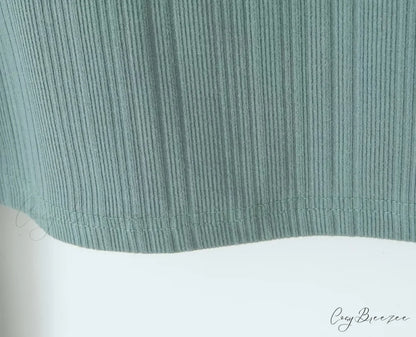 Slim T-Shirt Off-Neck Fit Long Crop Autumn Knitted Two-Tone Arm Top