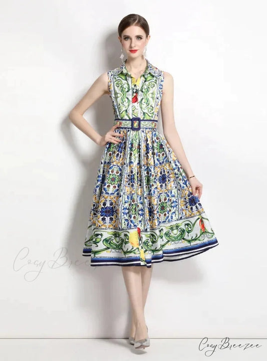 Slim Waist Hepburn Dress without Sleeves