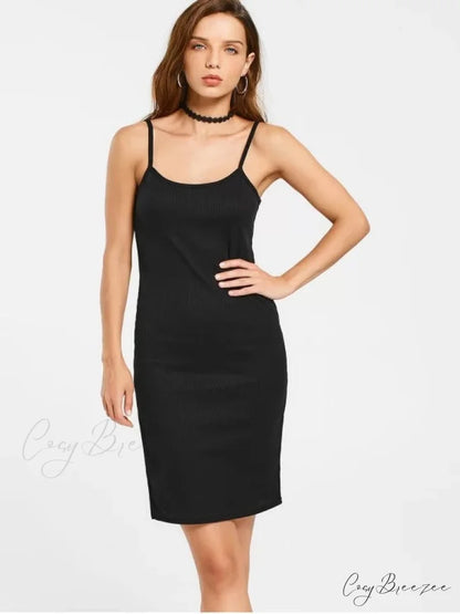 Slip Bodycon Ribbed Slit Dress S / ARMY GREEN