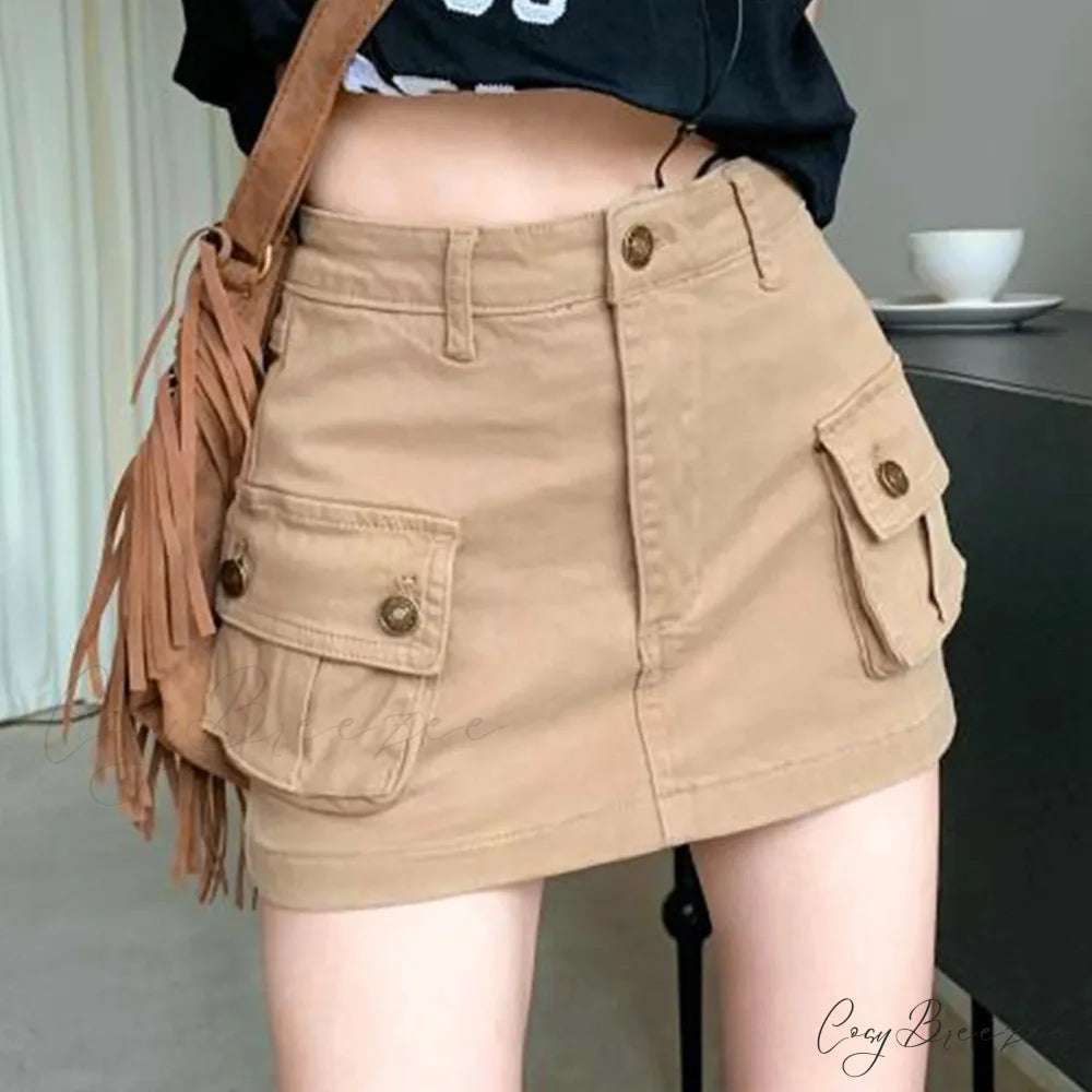 Slip Denim High Waist Skirt skirts-250223