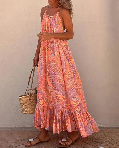 Slip dress with printed design