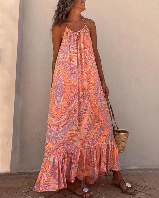 Slip dress with printed design Pink / S
