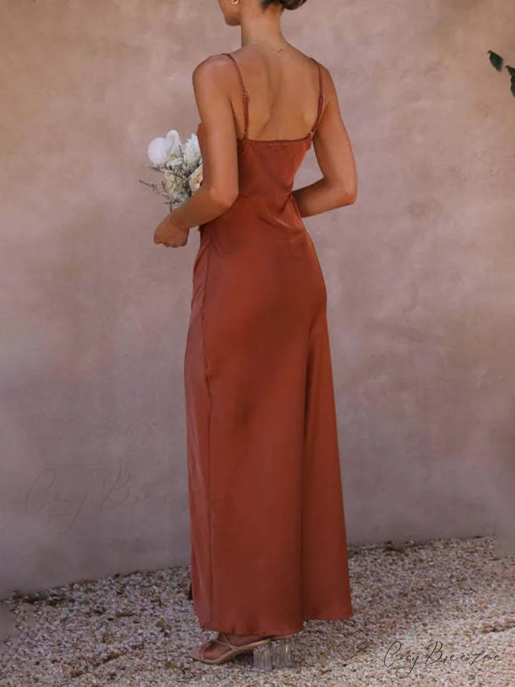 Slit Elegant Suspender Dress