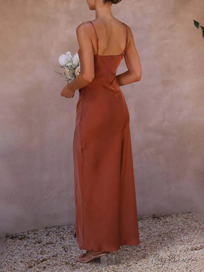 Slit Elegant Suspender Dress