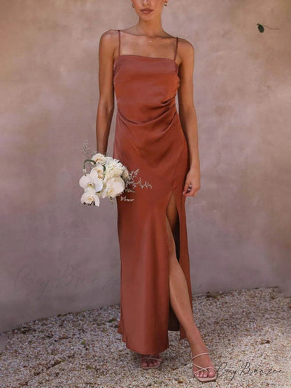 Slit Elegant Suspender Dress