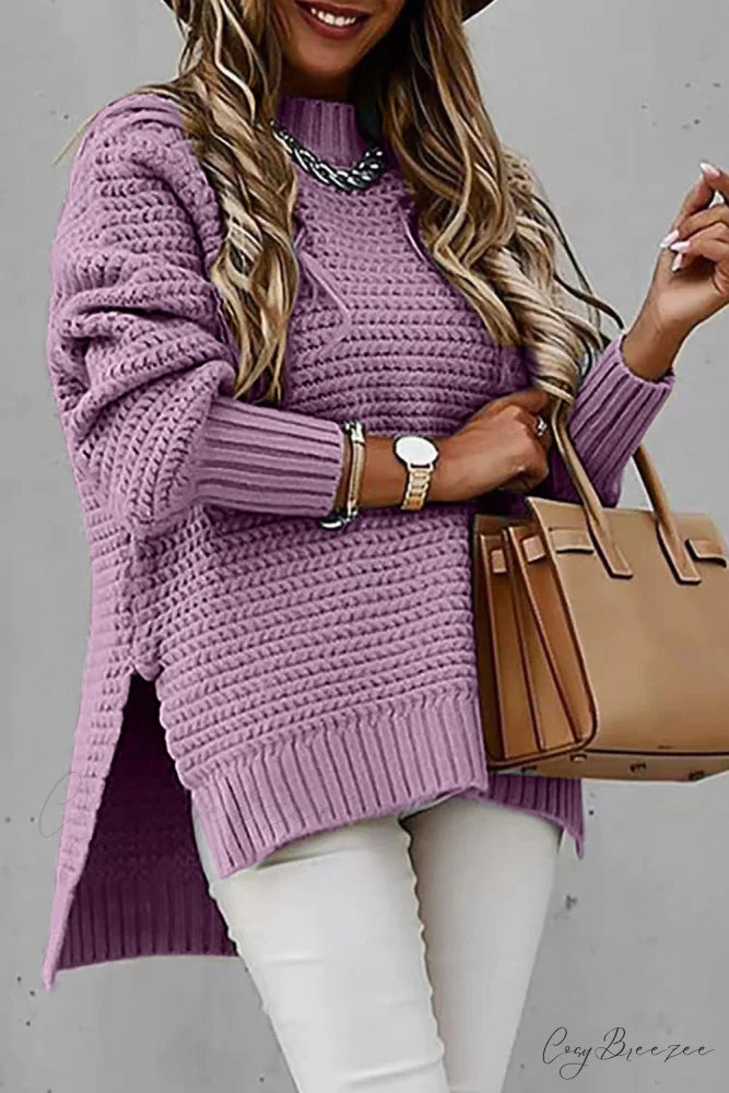 Slit Neck Round Sweater