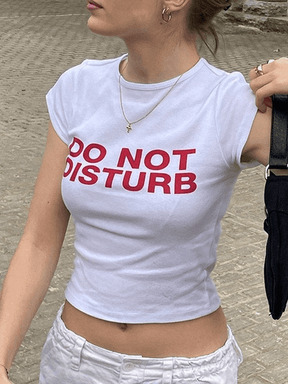 Cosybreezee - Trendy Short Sleeve Crop Top - Slogan Print