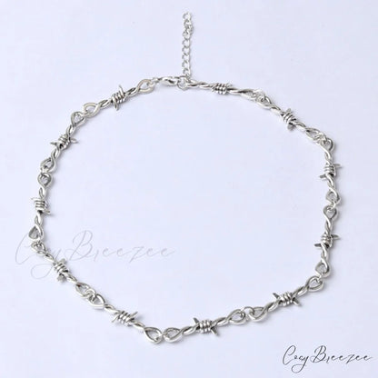 Small Iron Thorn Hip-hop Gothic Necklace SILVER