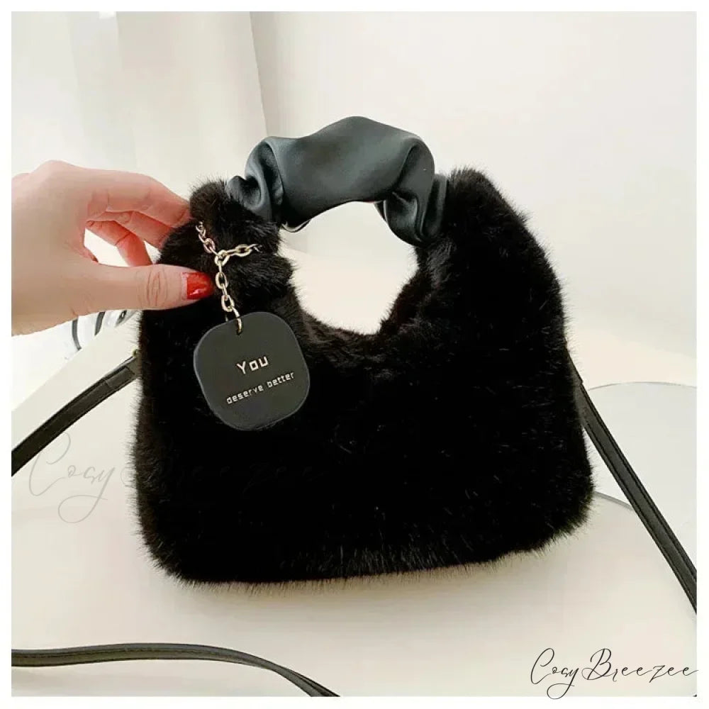 Small Trendy Messenger Crossbody Handbag Black handbag-250126
